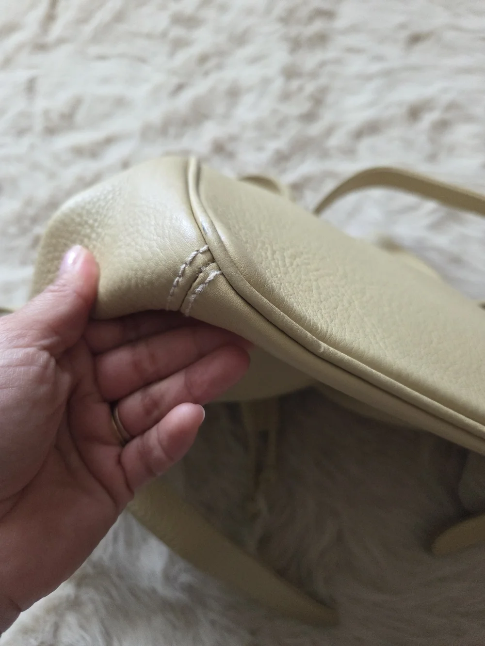 Vintage Coah  Cream Leather Backpack - Women